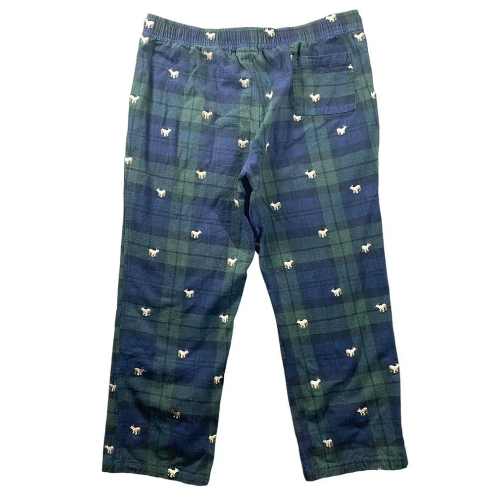 J Crew Mens XL Polar Bear Pajama Pants Plaid Flannel Christmas Embroidered